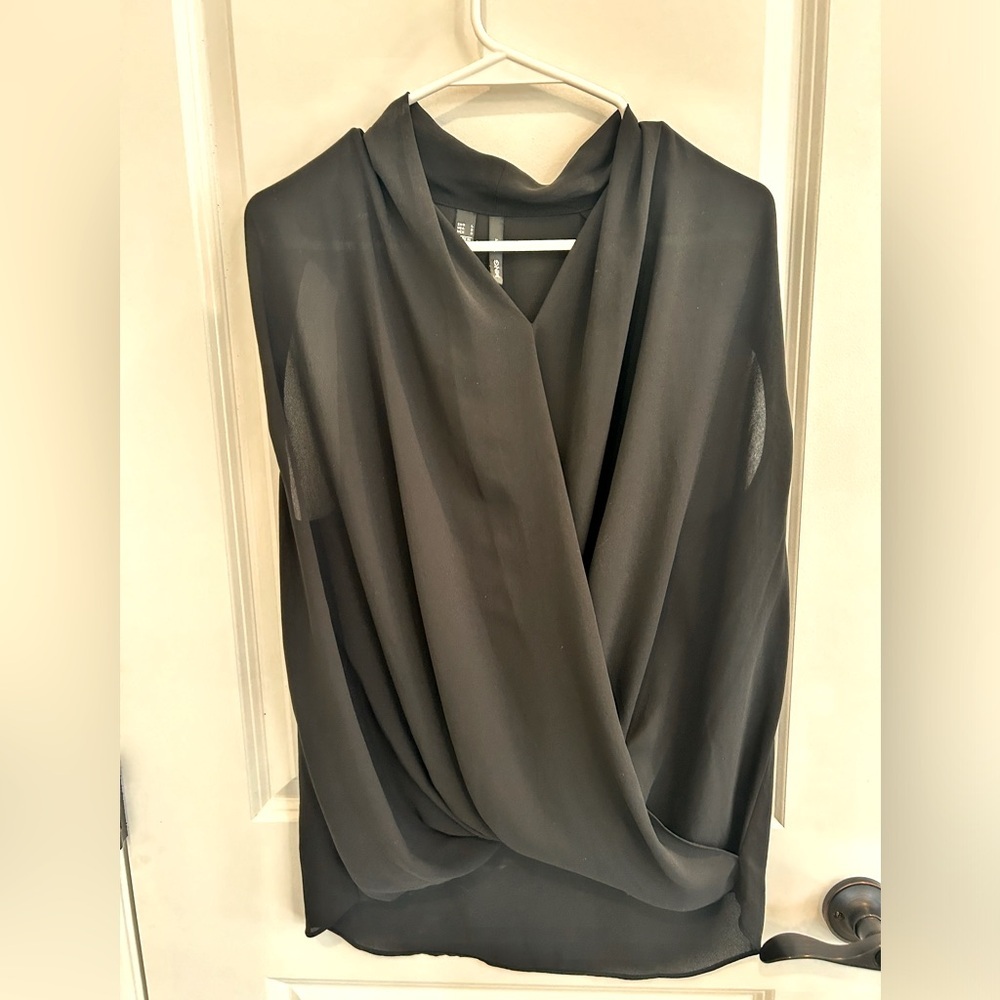 MNG Women's Sleeveless Black Blouse Top Size 8